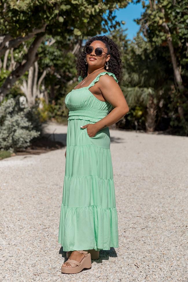 Living A Dream Green Woven Maxi Dress Product Image