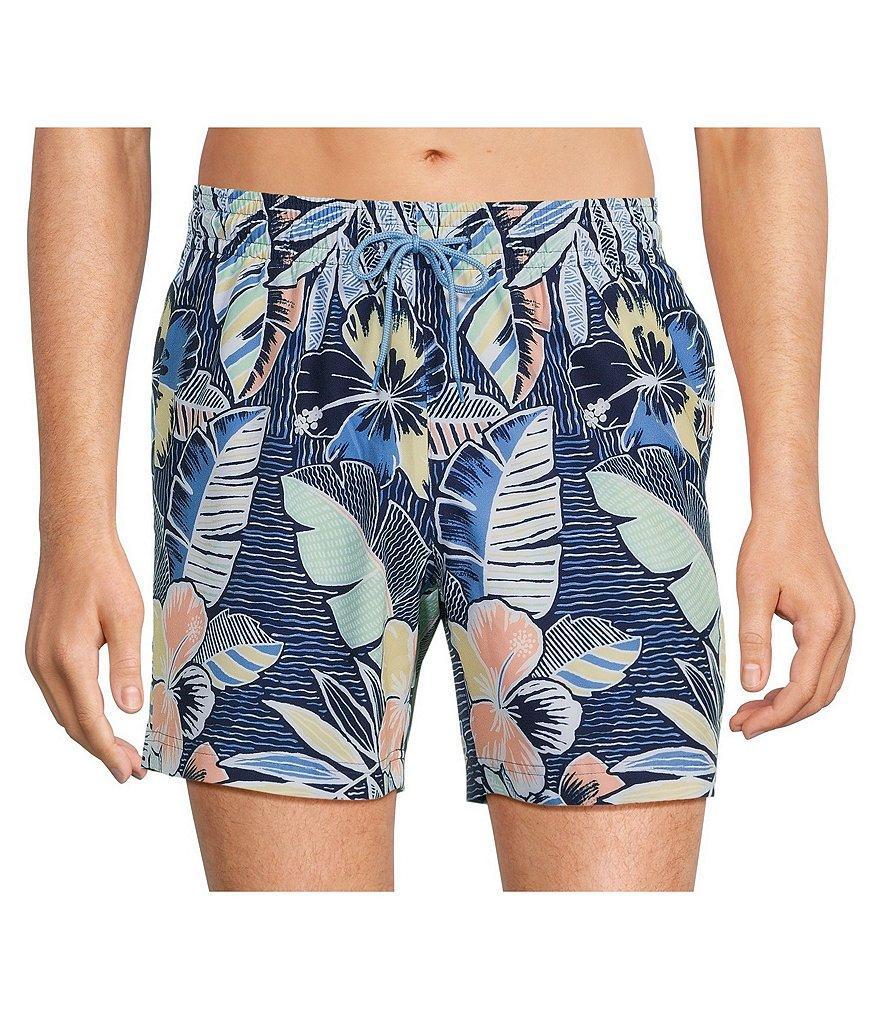 Caribbean Tropical Leaves 6#double; Inseam Swim Trunks Product Image