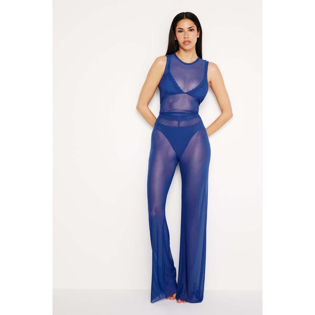 Womens Mesh Wide Pants | Capri Blue, Size 2XL | Good American by Khlo Kardashian Product Image