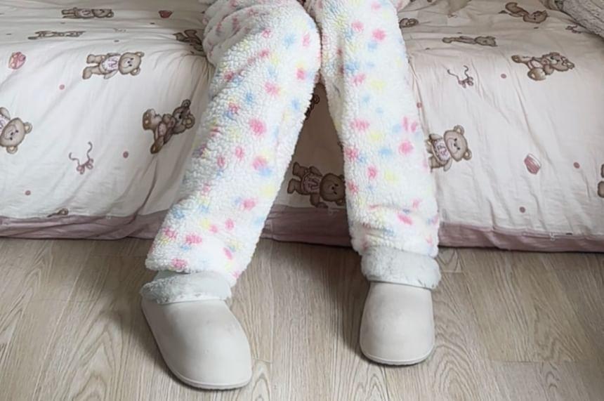 Hooded Dotted Fleece Pajama Set Product Image