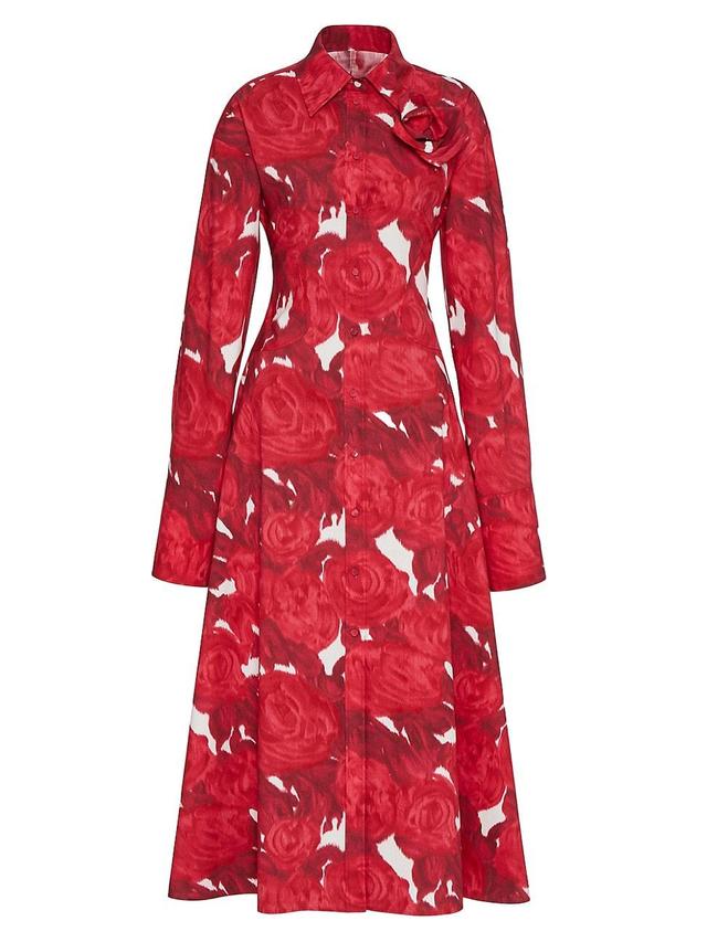 Womens Rose Moir Popelin Midi Dress Product Image