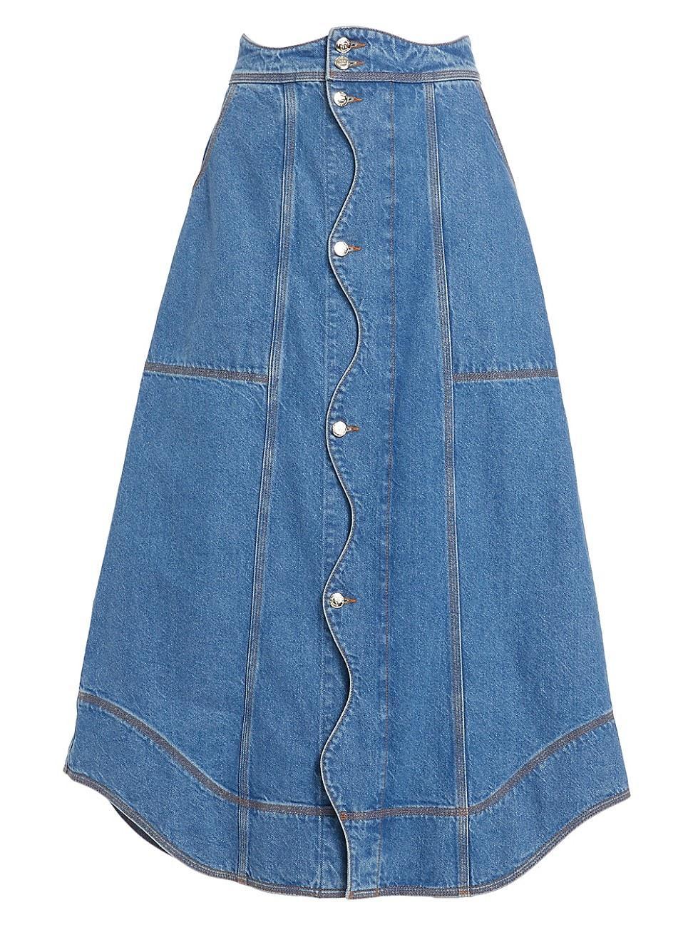 Womens Denim Wave Maxi Skirt product image