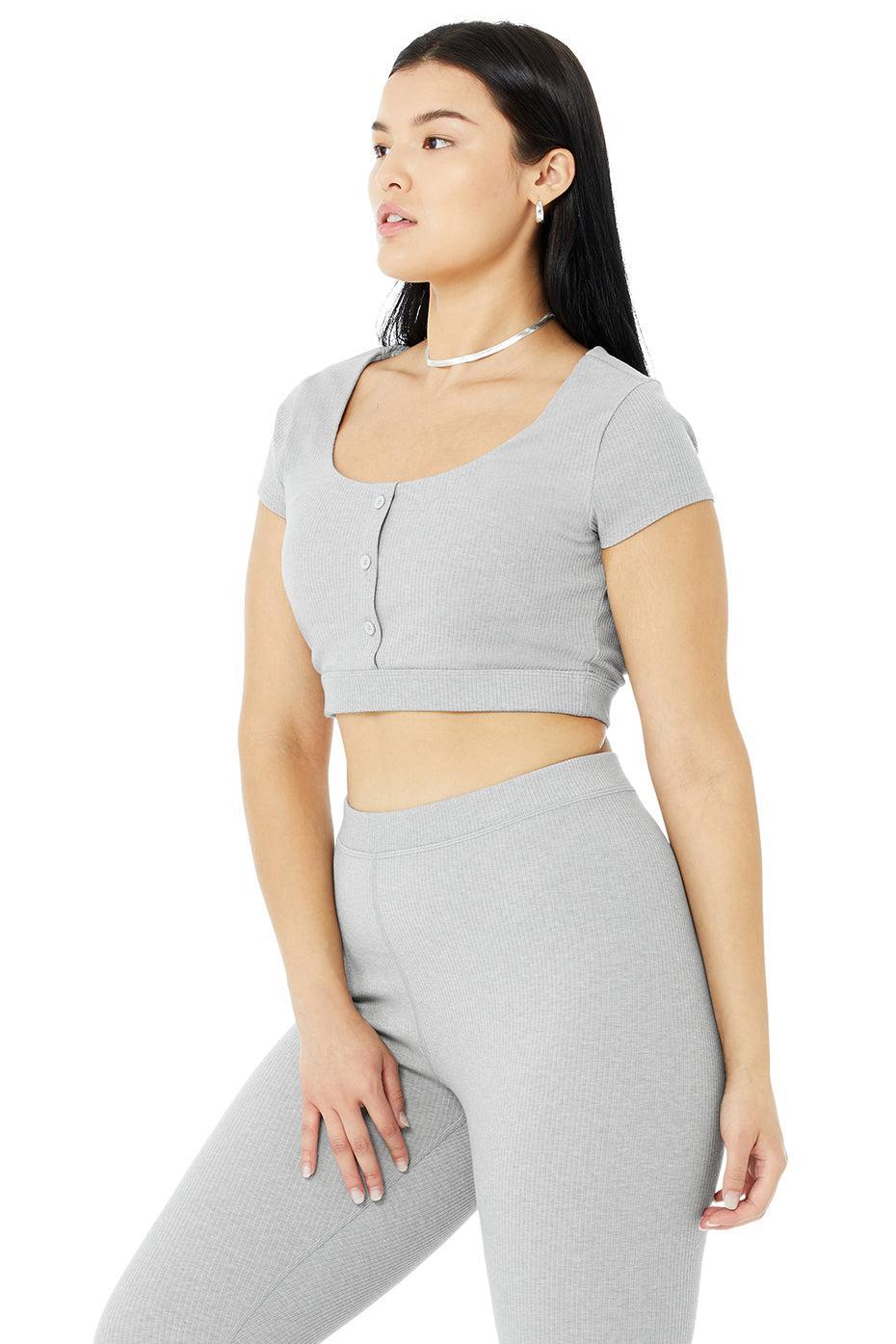 Blissful Henley Bra Top - Athletic Heather Grey Female Product Image