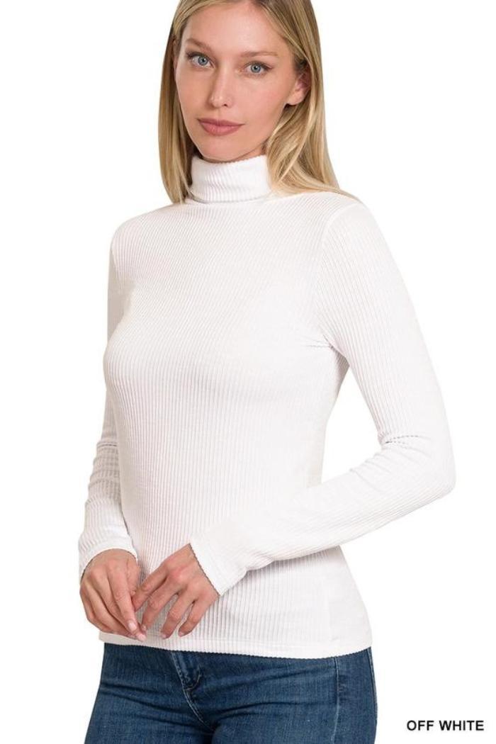 Ribbed Turtle Neck Long Sleeve Top Product Image