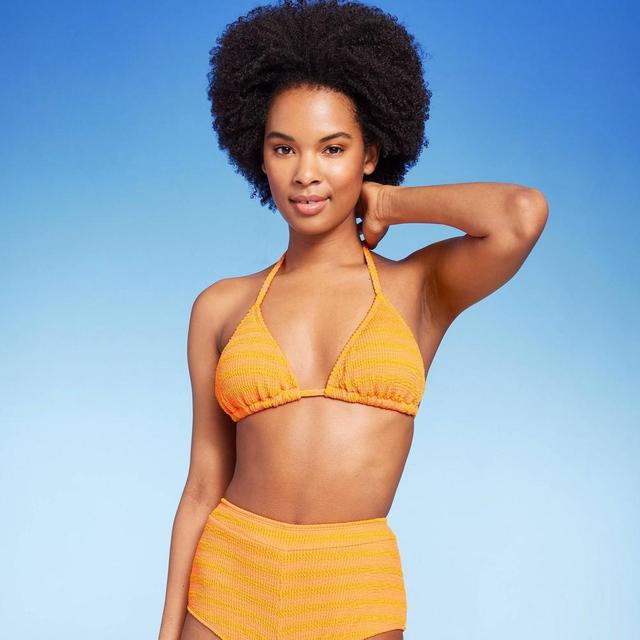 Womens Textured Striped Triangle Bikini Top - Wild Fable Orange XL Product Image