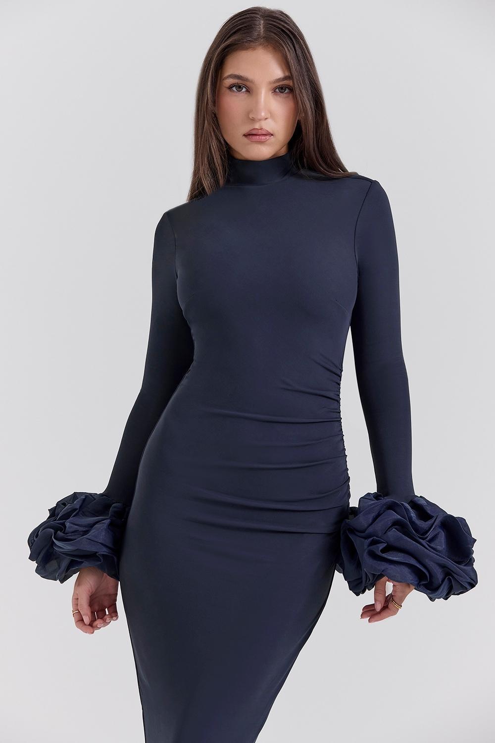 Fabienne Midnight Ruffle Sleeve Maxi Dress Product Image