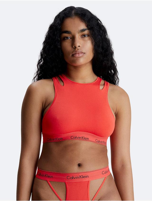 Calvin Klein Womens Modern Cotton Deconstructed Unlined Bralette - Red - XS Product Image