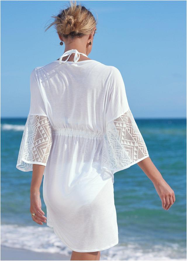 Crochet Trim Tunic Cover-Up - Pearl White Product Image