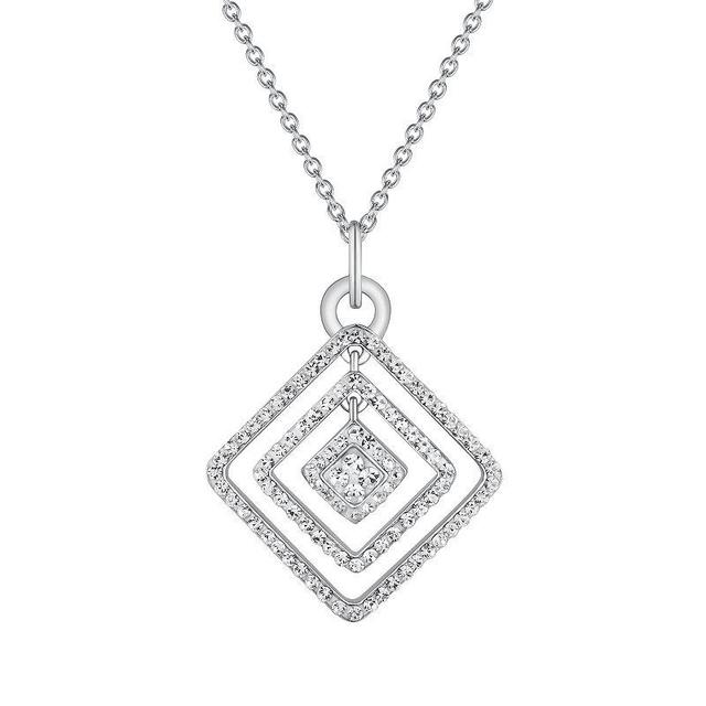 Chrystina Silver Tone Crystal Rhombus Pendant Necklace, Womens Product Image