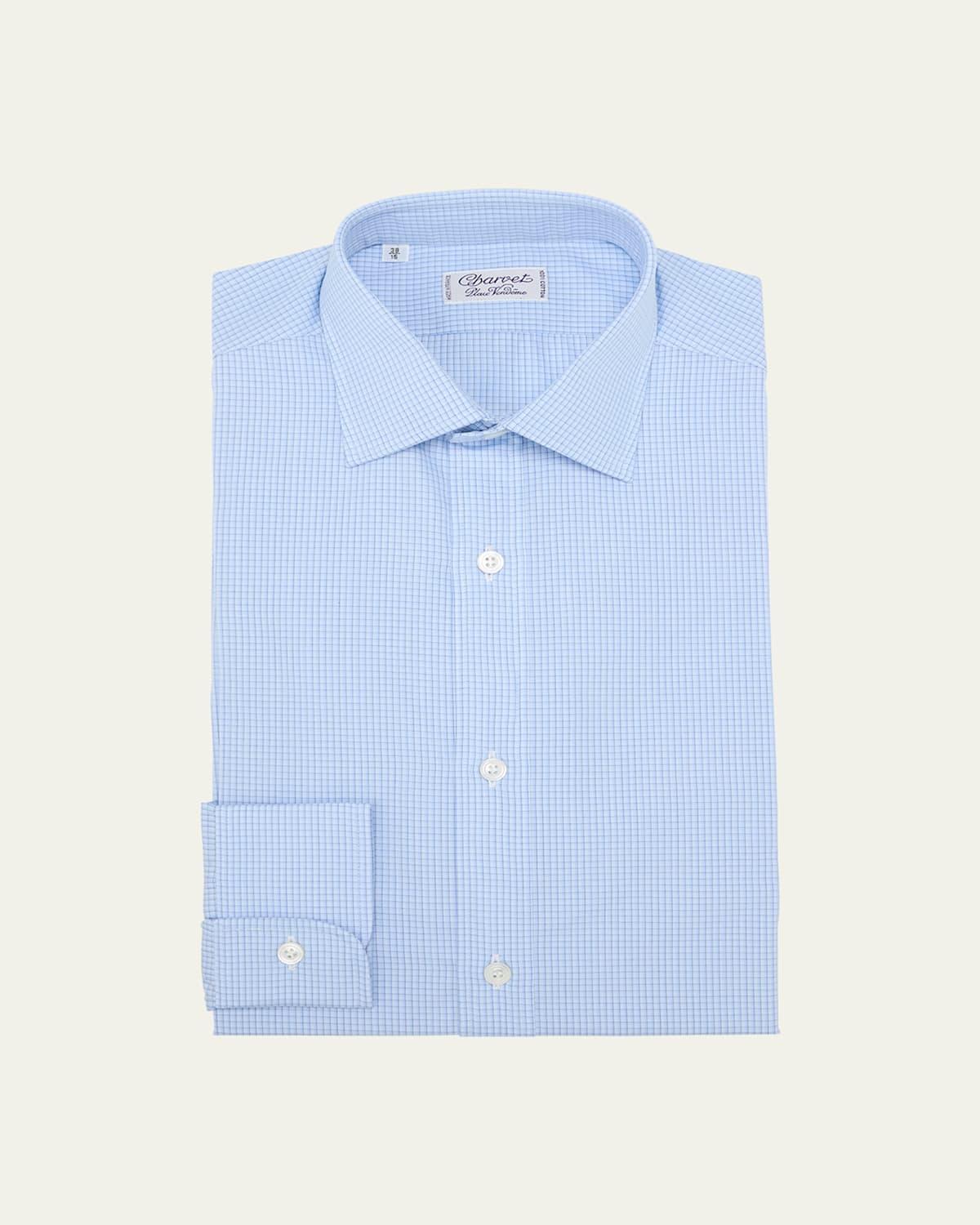 Mens Cotton Check Dress Shirt Product Image