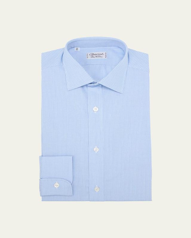 Mens Cotton Check Dress Shirt Product Image