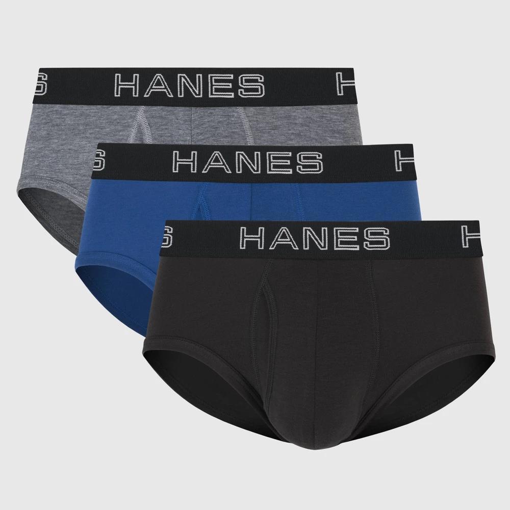 Hanes Premium Mens 3pk Comfort Flex Fit Total Support Pouch Briefs Blue/Black Product Image