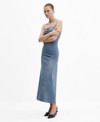 Mango Womens Strapless Denim Dress Product Image