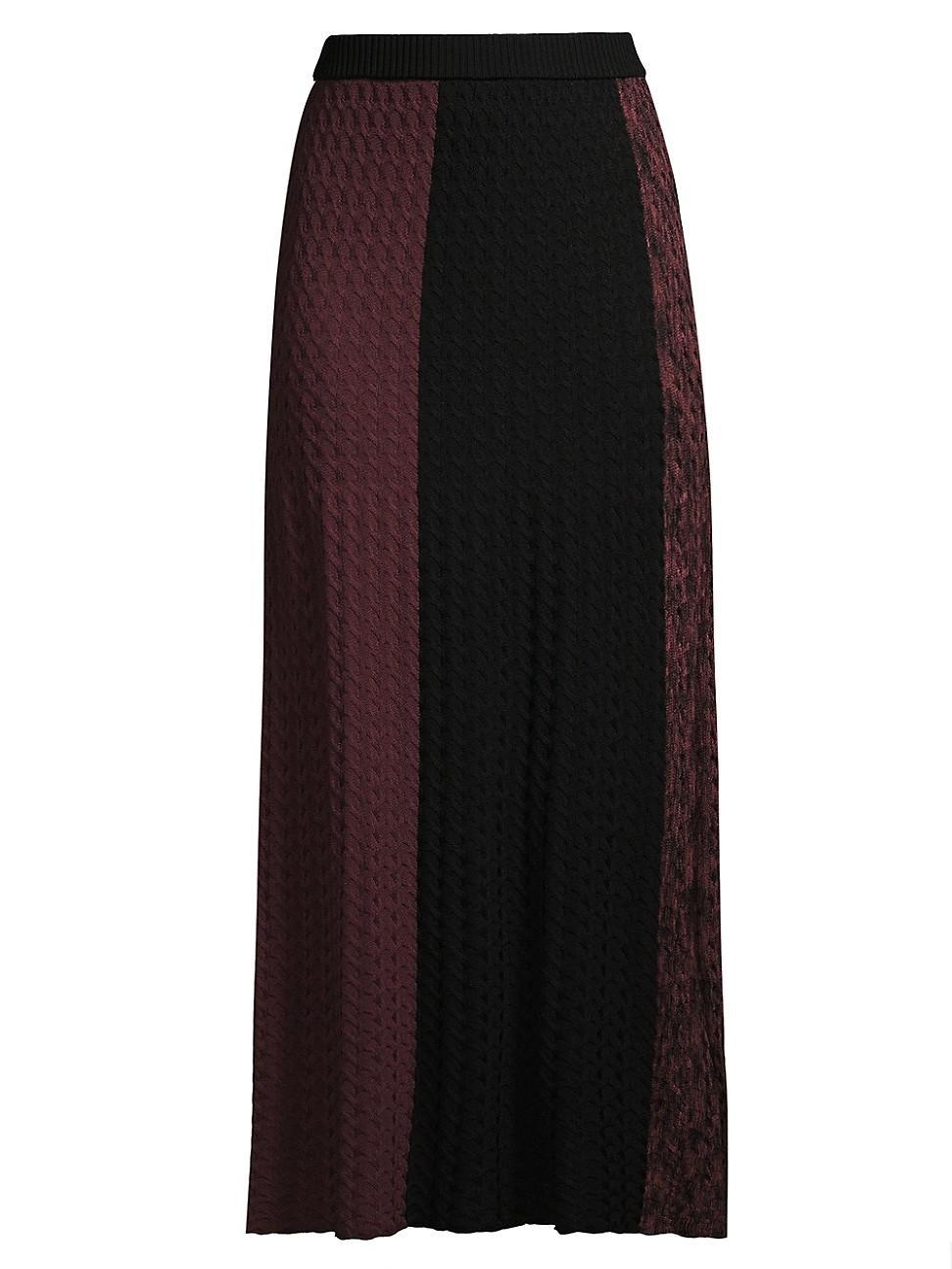 Womens Colorblocked Cable-Knit Midi-Skirt Product Image