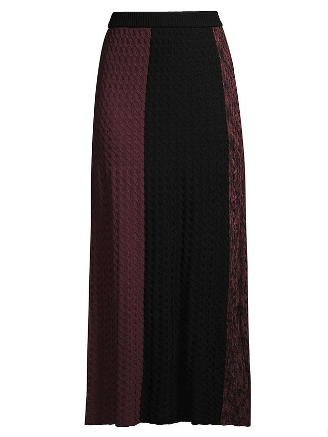 Womens Colorblocked Cable-Knit Midi-Skirt Product Image