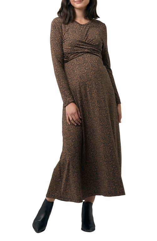 Ripe Maternity Shae Animal Print Cross Front Long Sleeve Maternity Dress Product Image