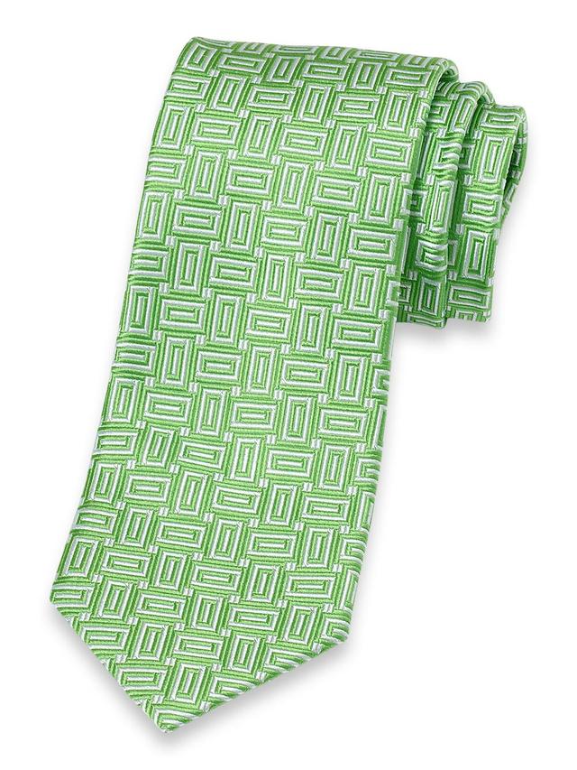 Geometric Woven Silk Tie - Green Product Image