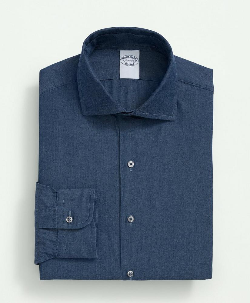 Chambray Cotton Poplin English Collar Dress Shirt Product Image