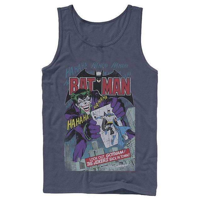 Mens DC Comics Batman And Joker Comic Cover Tank Top Blue Product Image