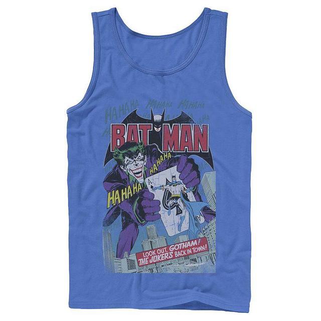 Mens DC Comics Batman And Joker Comic Cover Tank Top Blue Product Image