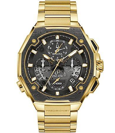 Bulova Mens Precisionist Chronograph Gold Tone Stainless Steel Bracelet Watch Product Image