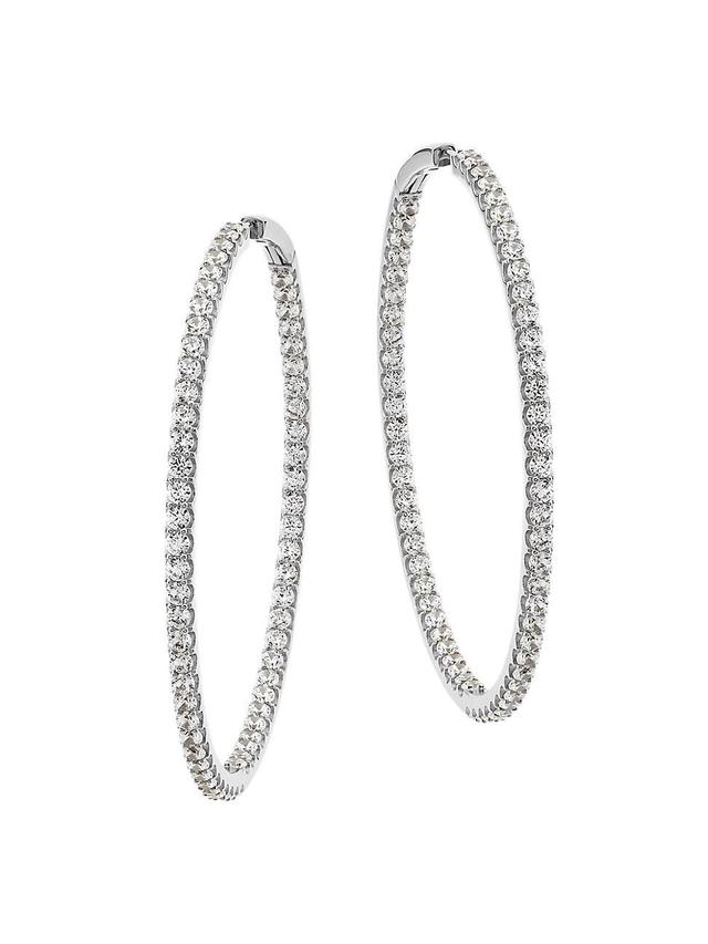 Womens Tennis Perfect Sterling Silver & Cubic Zirconia Inside-Out Hoops Product Image