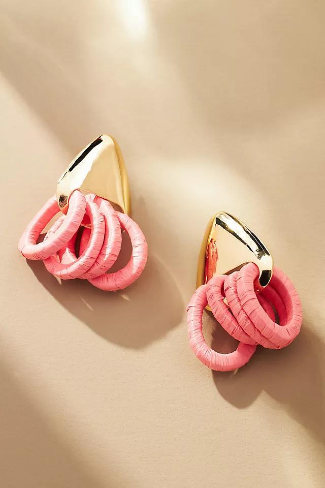 Multi Raffia Hoop Drop Earrings Product Image