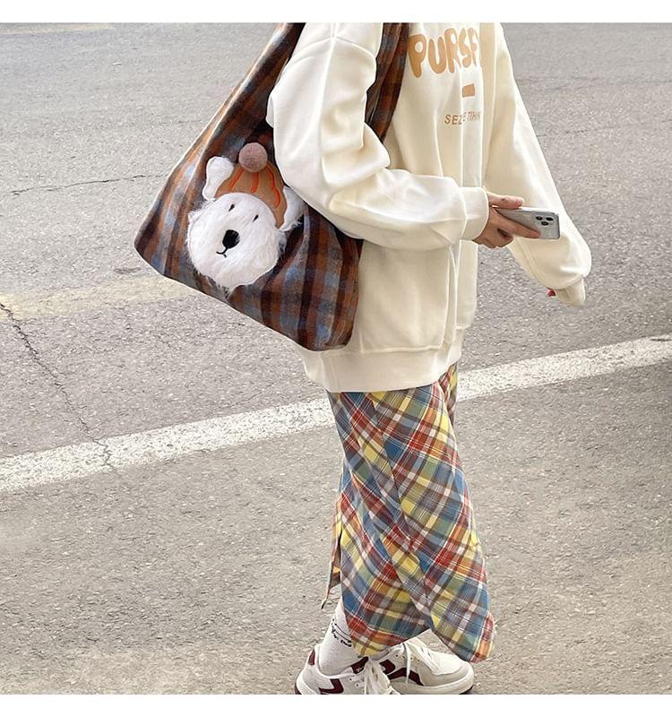 Plaid Dog Applique Tote Bag Product Image