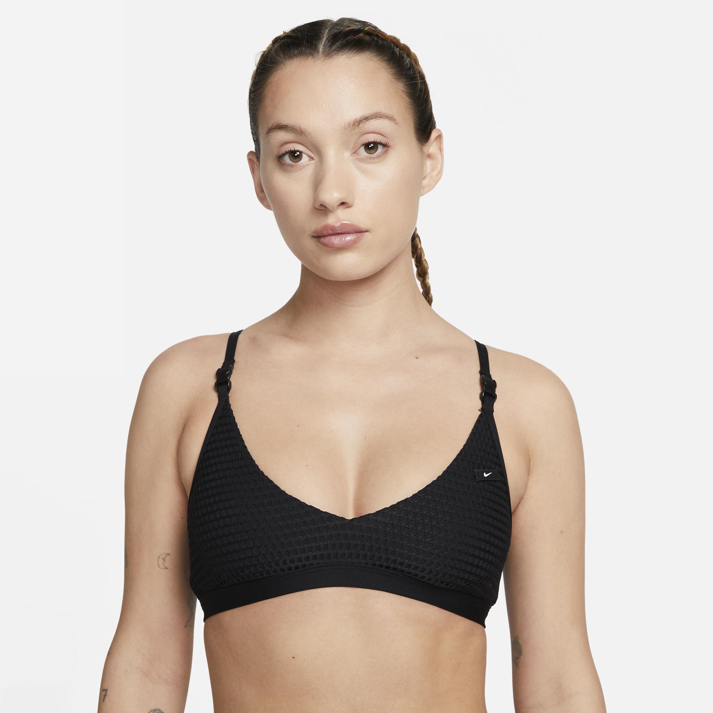 Nike Women's V-Neck Swim Bikini Top in Black, Size: XL | NESSD256-001 Product Image