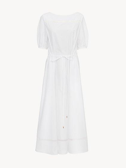 Boat-neck flared dress Product Image