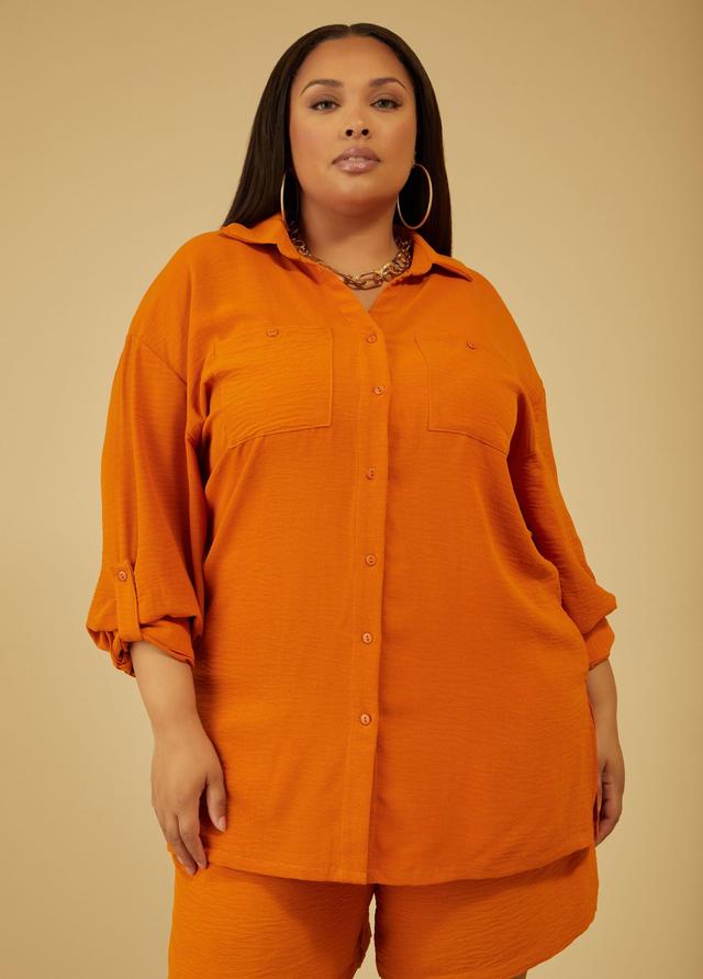 Plus Size Textured Woven Shirt, - Ashley Stewart Product Image