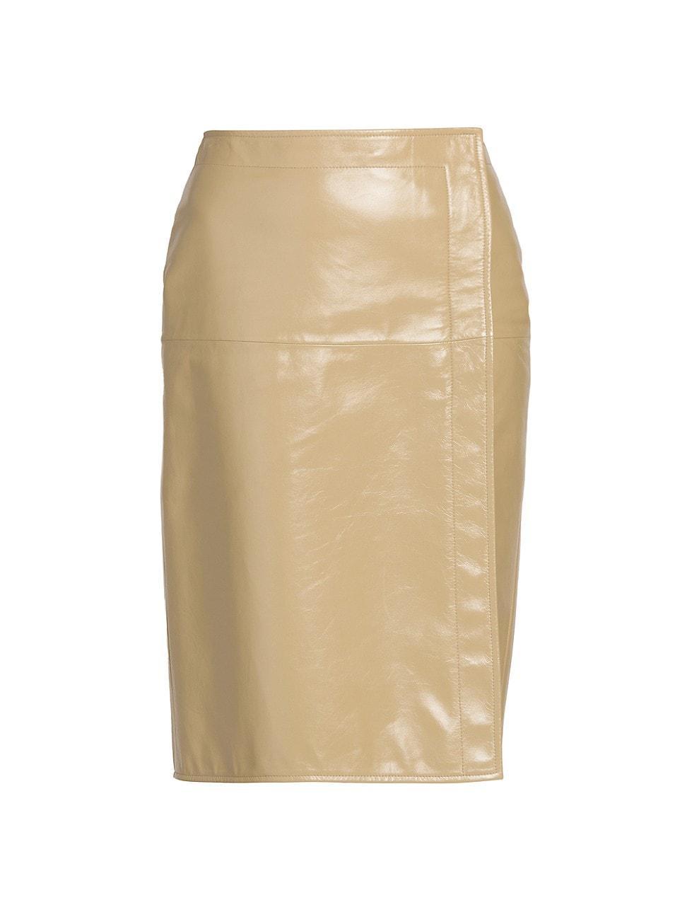 Womens Coated Leather Wrap Skirt Product Image