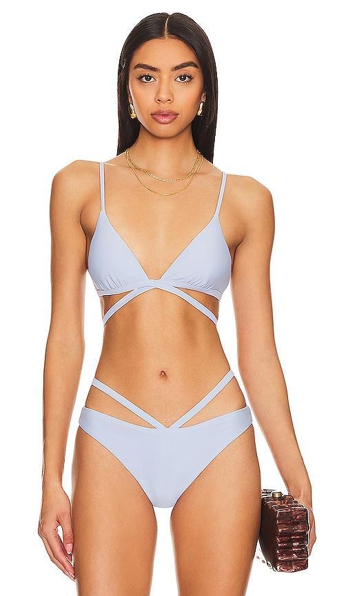 SIMKHAI Harlen Bikini Top in Blue. Product Image