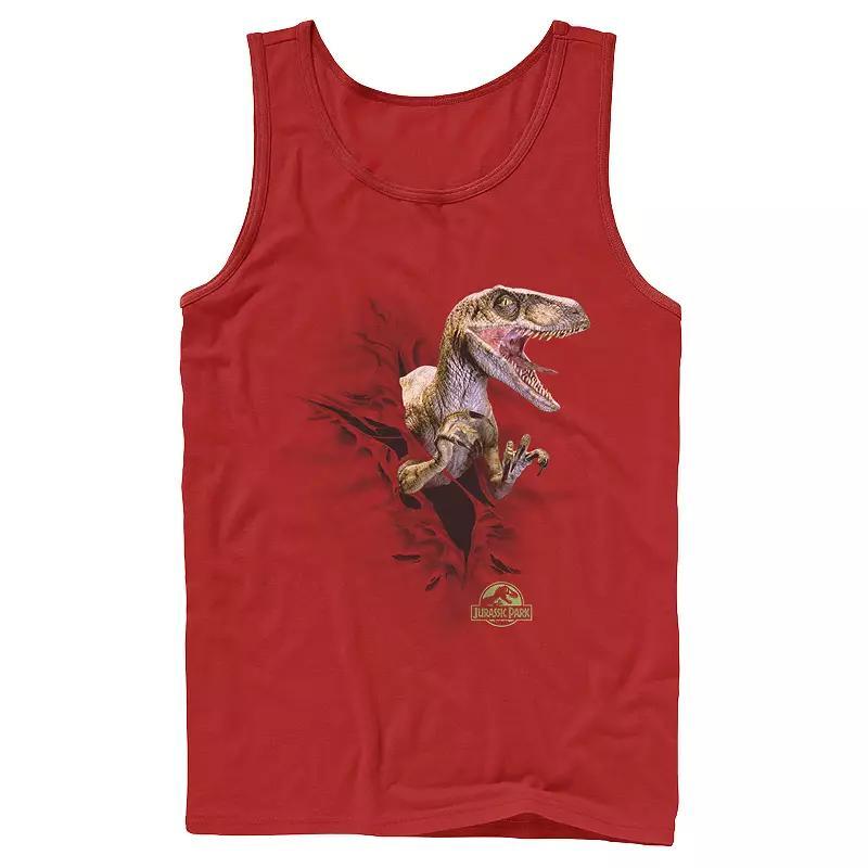 Mens Jurassic Park Velociraptor Tears Through Tank Top Athletic Grey Product Image