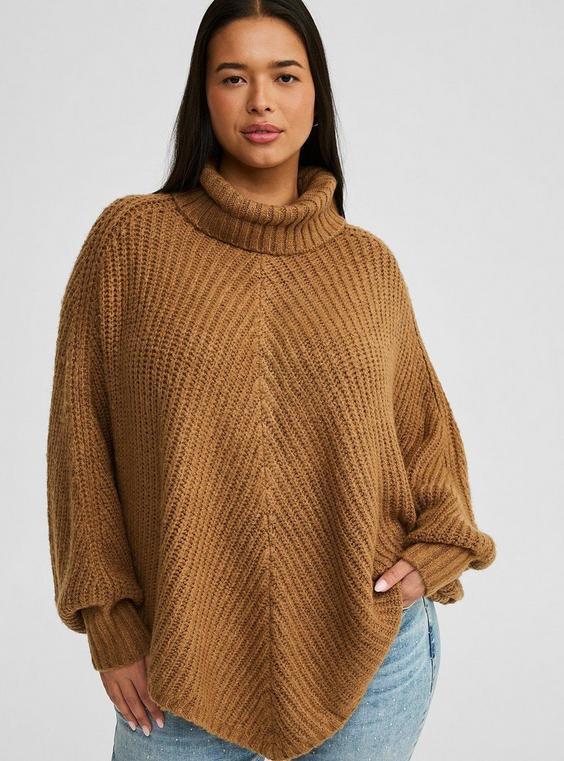 Chunky Ribbed Poncho Sweater Product Image