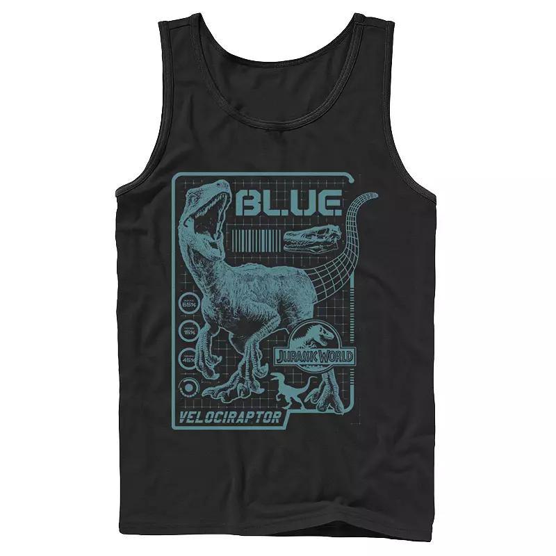 Mens Jurassic World Two Blue Raptor Schematic Tank Top Product Image