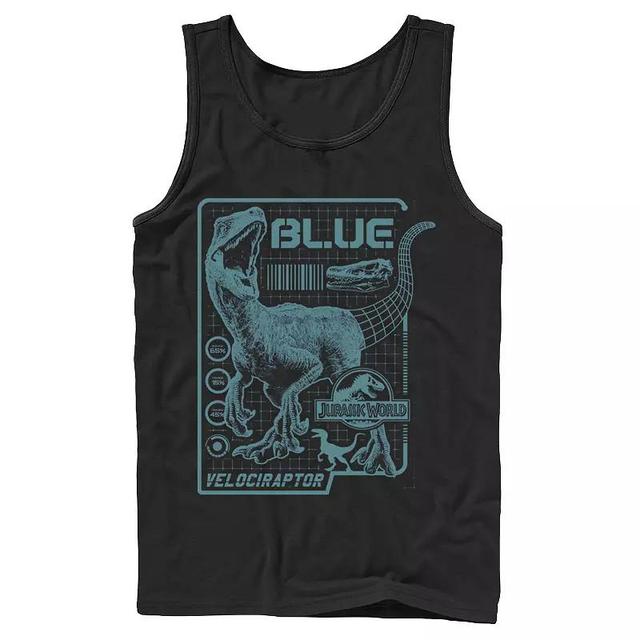 Mens Jurassic World Two Blue Raptor Schematic Tank Product Image