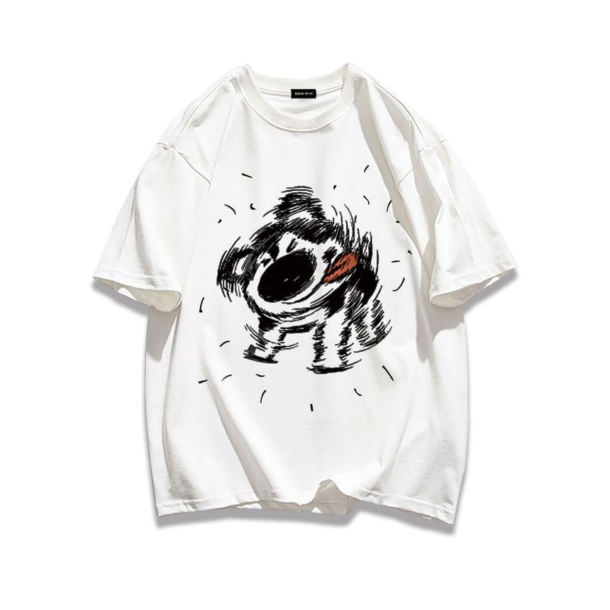 Short-Sleeve Round Neck Dog Print T-Shirt product image