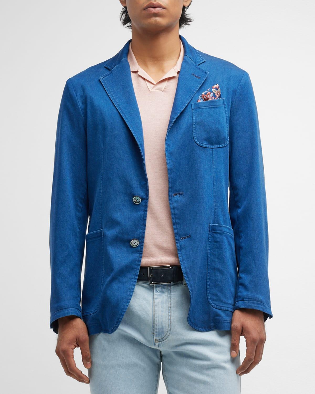 Mens Soft Denim Blazer with Patch Pockets Product Image