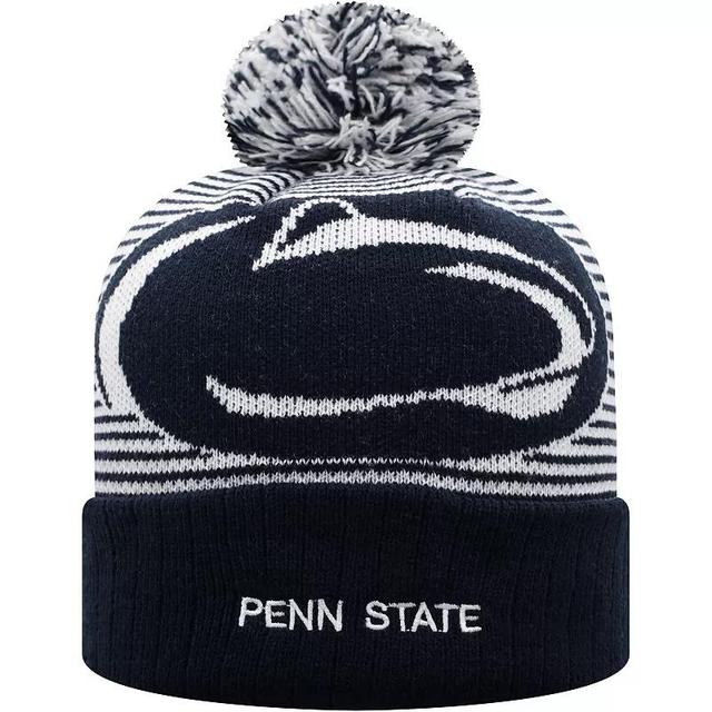 Mens Top of the World Penn State Nittany Lions Line Up Cuffed Knit Hat with Pom, Blue Product Image