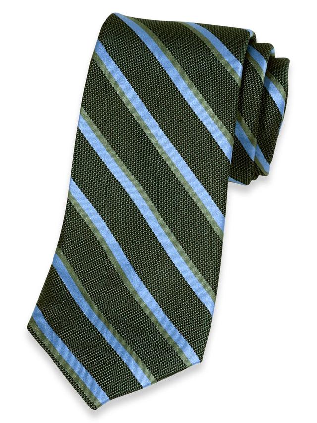 Stripe Woven Silk Tie - Green/blue Product Image