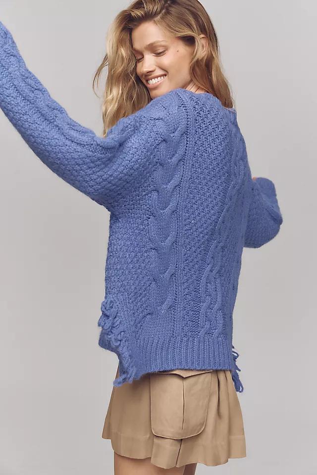 Pilcro Cable-Knit Fringe-Sleeve Sweater Product Image