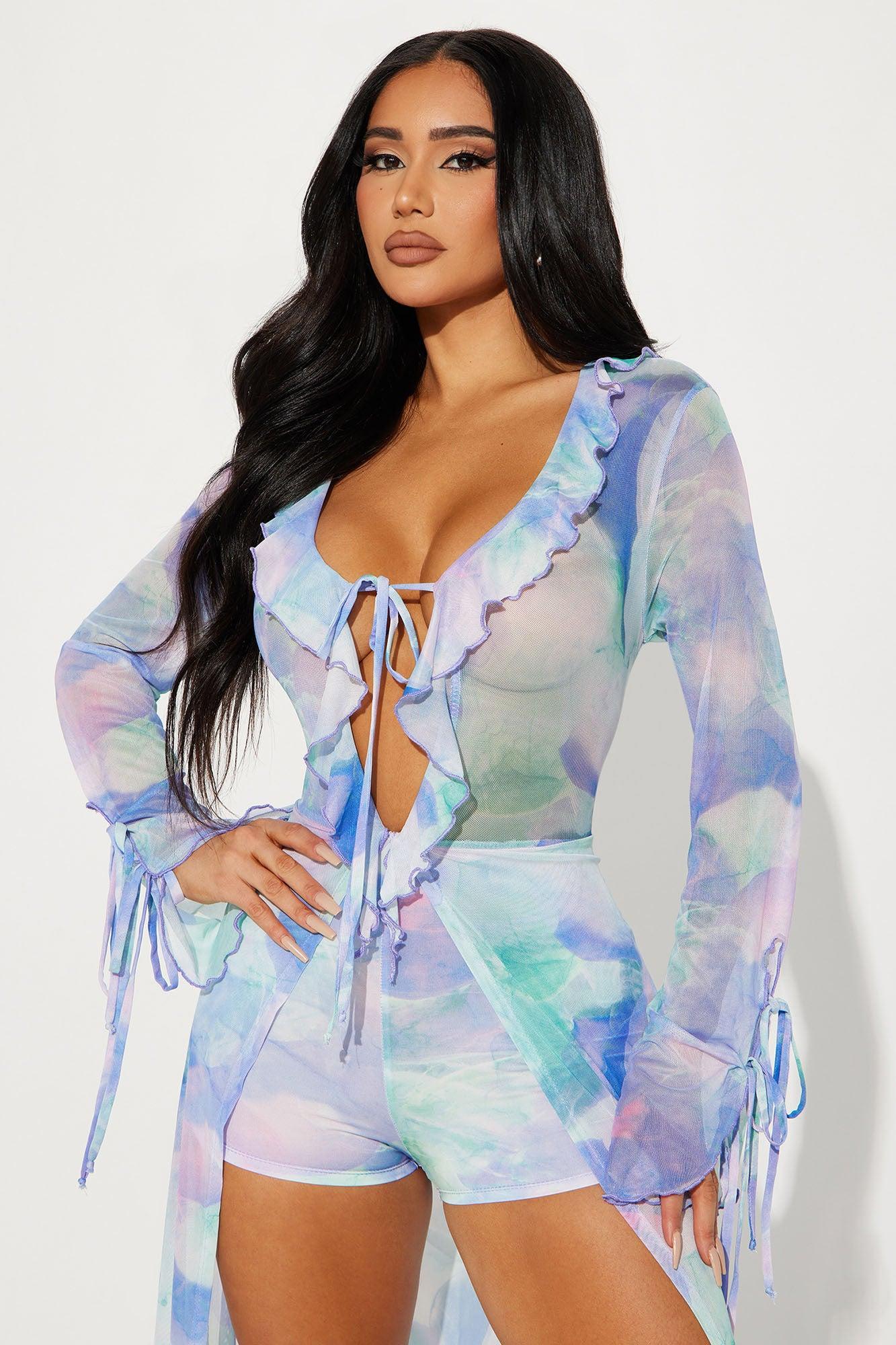 Sweetest Escape Maxi Romper - Blue/combo Product Image