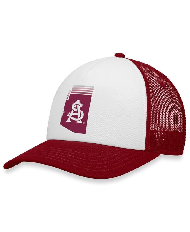 Mens Top of the World White/Maroon Arizona State Sun Devils Tone Down Trucker Snapback Hat Product Image