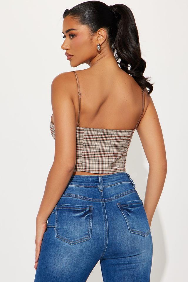 Zella Plaid Corset Top - Brown/combo Product Image