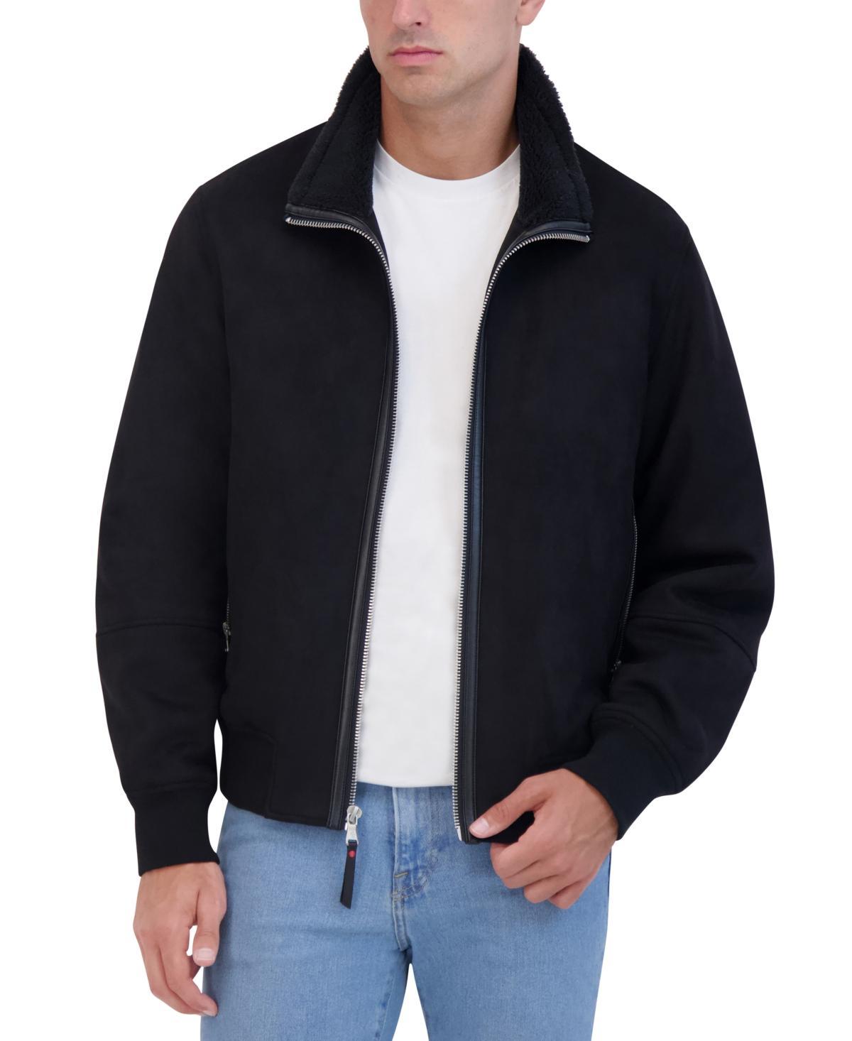 Robert Graham Mens Faux Suede Bomber with Sherpa Stand Collar Product Image