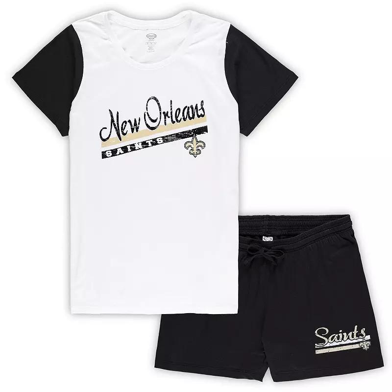 Womens Concepts Sport /Black New Orleans Saints Plus Size Downfield T-Shirt & Shorts Sleep Set Product Image