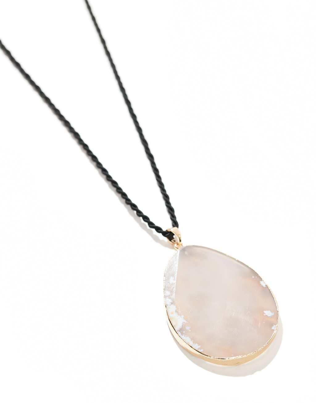 ASOS DESIGN necklace with real semi precious stone slice and twist rope design Product Image