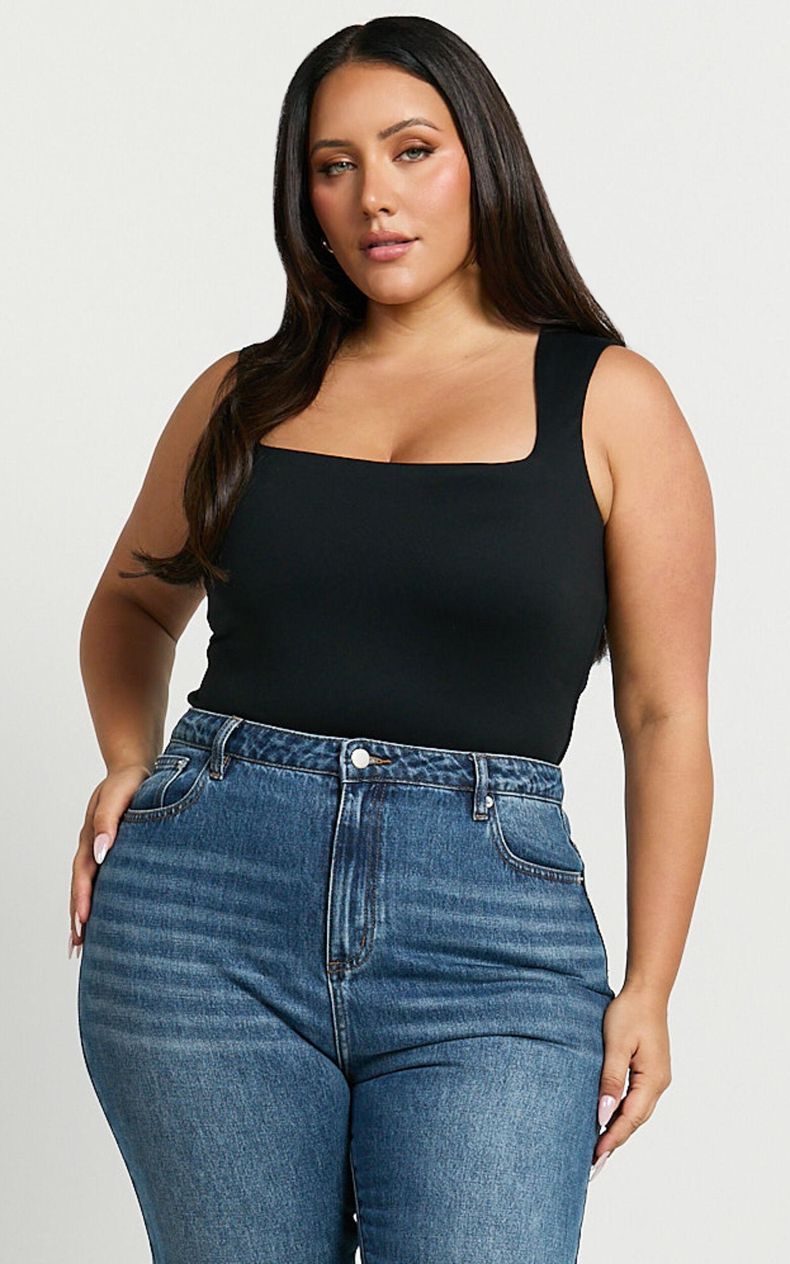 Ophelia Top - Square Neck Jersey Top in Black Product Image