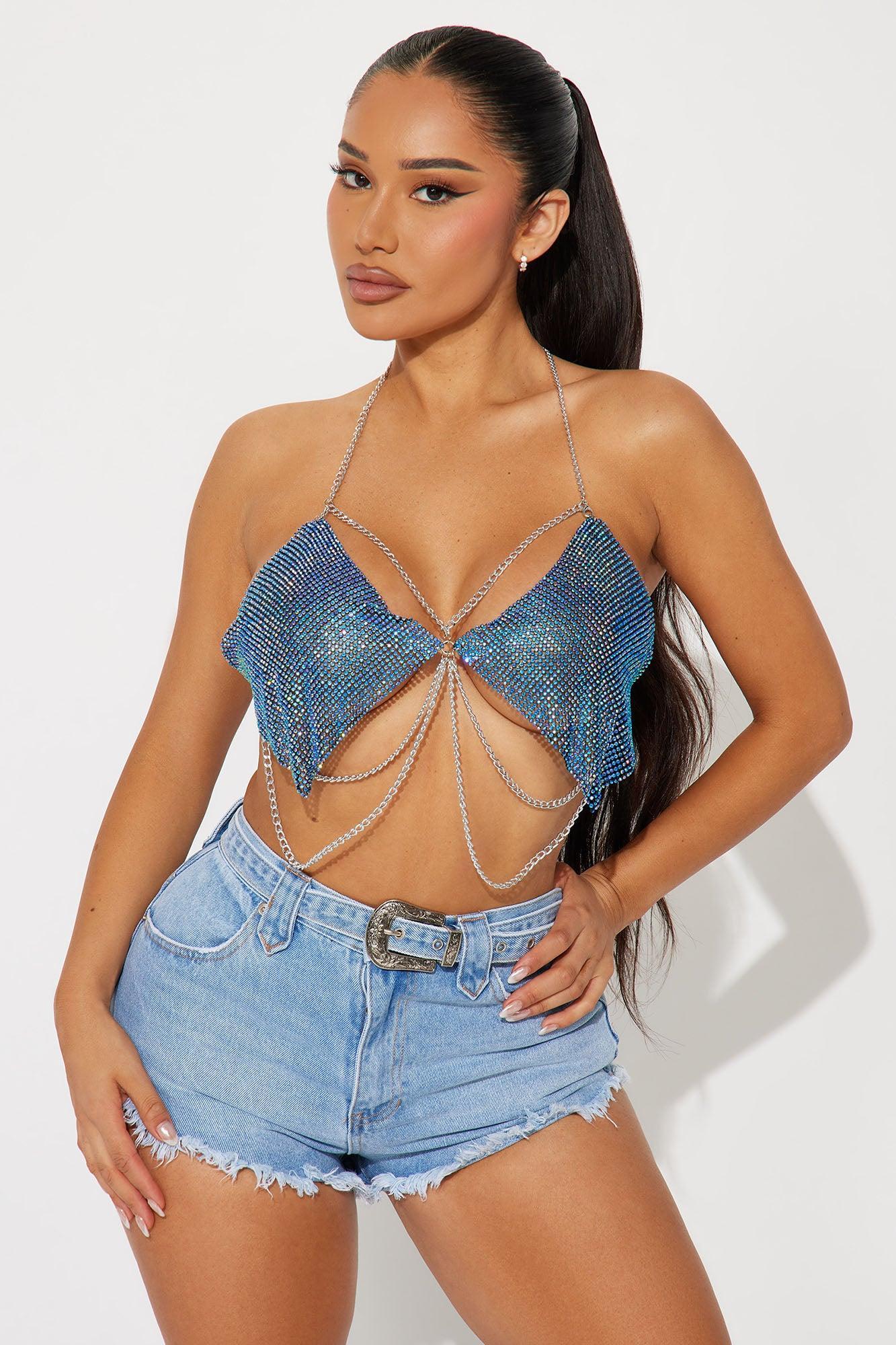 Natalia Festival Bodychain Top - Blue Product Image